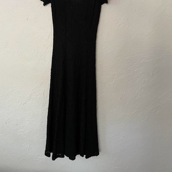 Vintage Lanz Sheer Black Dress with Low Back and Floral Detail - Picture 5 of 5